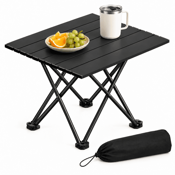 Ultralight Folding Camping Table,Portable Camping Table with Aluminum Table Top,Folding Camping Table with Carry Bag for Outdoor, Picnic, BBQ, Cooking, Festival, Beach, Home, Black