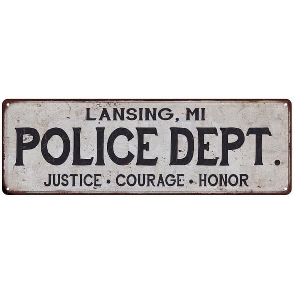 LANSING, MI POLICE DEPT. Home Decor Metal Sign Gift 6x18 106180012232