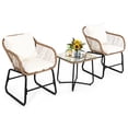thumbnail image 1 of Patiojoy 3PCS Patio Rattan Furniture Set Outdoor Bistro Set w/Washable Cushion Conversation Set w/2 Armchairs for Backyard White, 1 of 8
