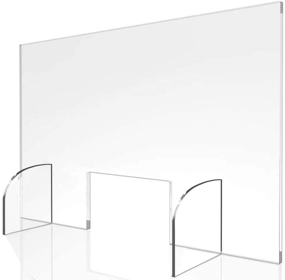 KeizerPro Acrylic Sneeze Guard for Desk 30 x 24 Crystal Clear Plexiglass Barrier for Counter Easy to Assemble Plastic Shield with Transaction Window Reinforced Protection Plexiglass Shield 
