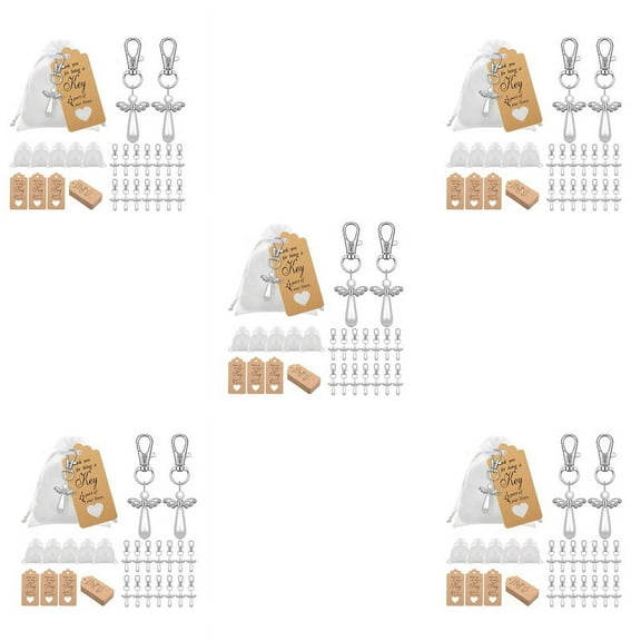 100Pcs Thank You Gift Angel Keychains Wedding Favors for Baby Shower Birthday Giveaway