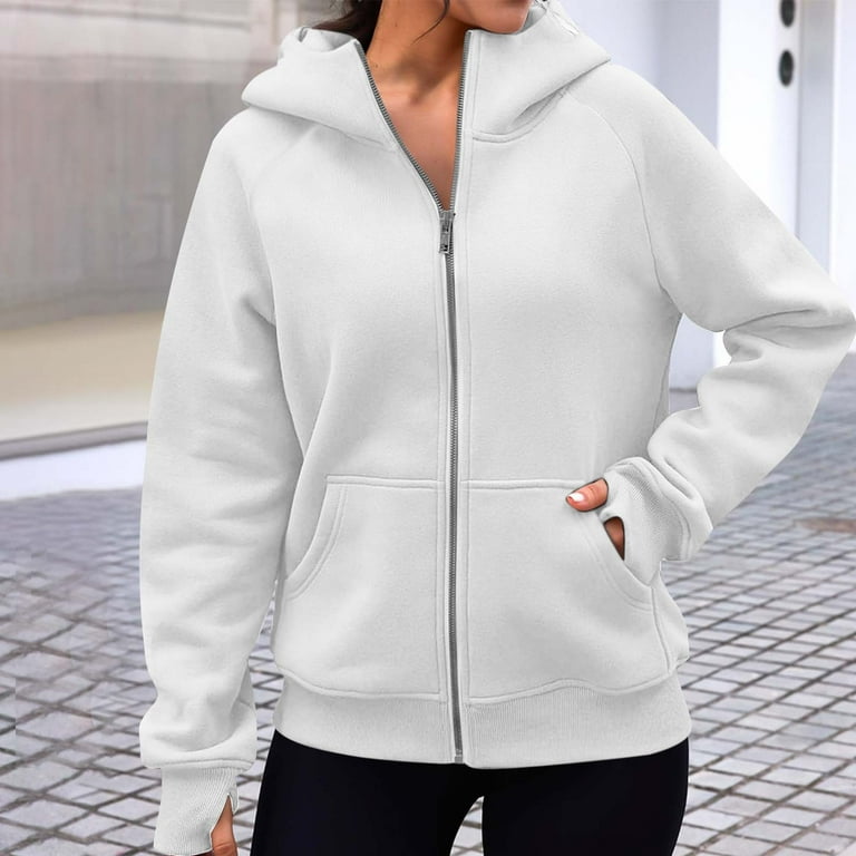 Elabch Hoodies for Women Zip Up Fleece Hoodie Jacket Casual Long