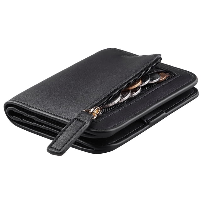 Cartera Toughergun compacta de piel con bloqueo RFID para mujer