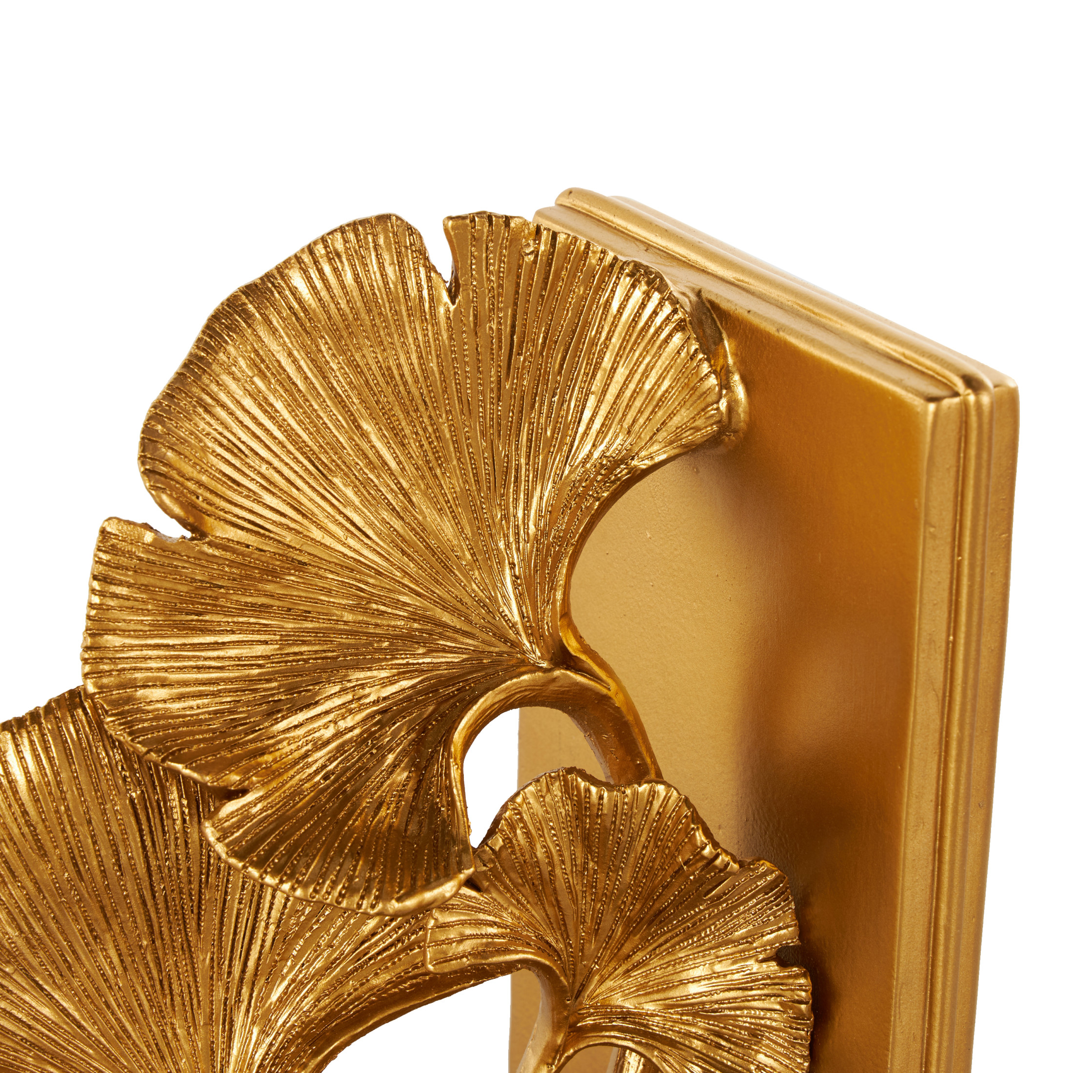 DecMode 7" Ginkgo Tree Gold Polystone Bookends (Set of 2)