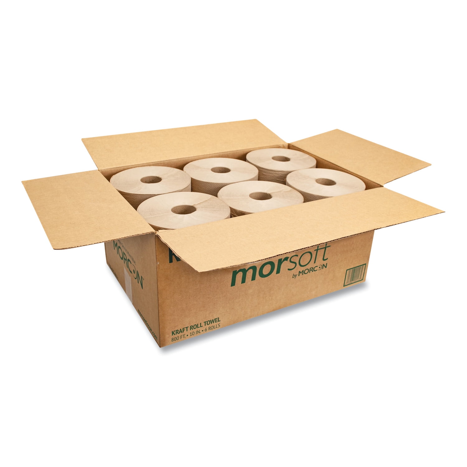 Morcon Tissue 10 Inch Roll Towels, 1-Ply, 10" x 800 ft, Kraft, 6 Rolls/Carton -MORR106
