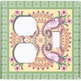 thumbnail image 4 of Metal Light Switch Plate Cover Green Pink Floral Paisley Circular Tile Pattern TIL086, 4 of 13