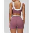 thumbnail image 3 of PISONIC Two Piece Workout Sets for Women Square Neck Sports Bra and Scrunch Butt Lifting Shorts Gym Yoga Active Wear Outfits, 3 of 7