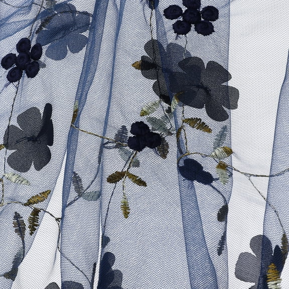 Uxcell 1 Yard Tulle Fabric 35"x51" 3D Applique Flower Embroidery Mesh Lace Fabric for DIY Handmade Clothing Wedding Dress Skirt Home Curtain Decoration, Dark Blue