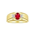 thumbnail image 1 of RYLOS Men's Rings 14K Yellow Gold Classic 7X5MM Oval Gemstone & Diamond Designer Ring Ruby July Birthstone Rings For Men, Gold Rings Size 13, 1 of 7