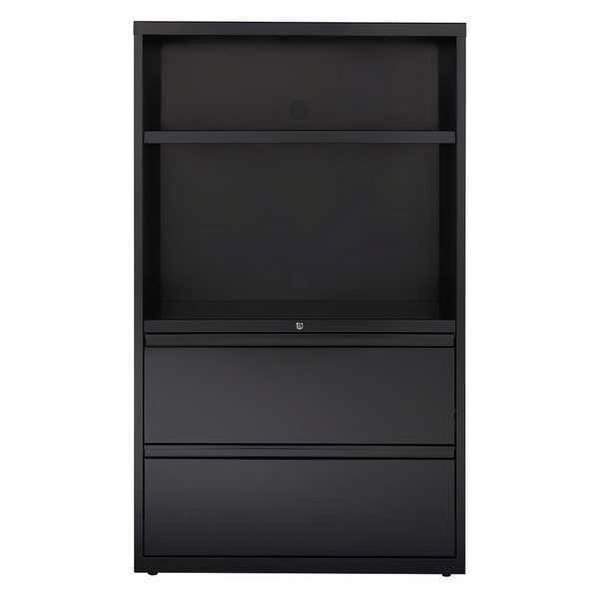 Hirsh 36 inch Wide 2 Drawer Metal Lateral Combo File Cabinet for Home and Office, Holds Letter, Legal and A4 Hanging Folders, Black