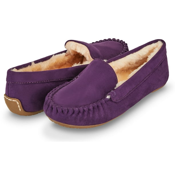 Floopi Floopi Womens Indoor/Outdoor Faux Fur Lined Basic Moccasins