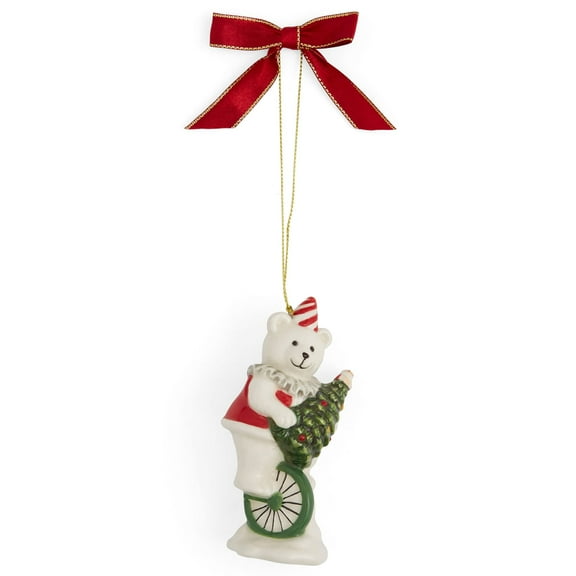 Spode Christmas Tree Carnival Bear Ornament, Long-Lasting Festive Holiday Ornament for Christmas Tree& Seasonal Display - Stylish Christmas Decoration for Mantel, Shelves, Home Accents