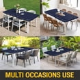 thumbnail image 5 of Navy Blue Modern Table Cloths for 4 Foot Rectangle Tables, Farmhouse Rabbit Abstract Art Patio Waterproof Elastic Fitted Tablecloths, Washable Rectangular Table Cover for Camping, 5 of 8