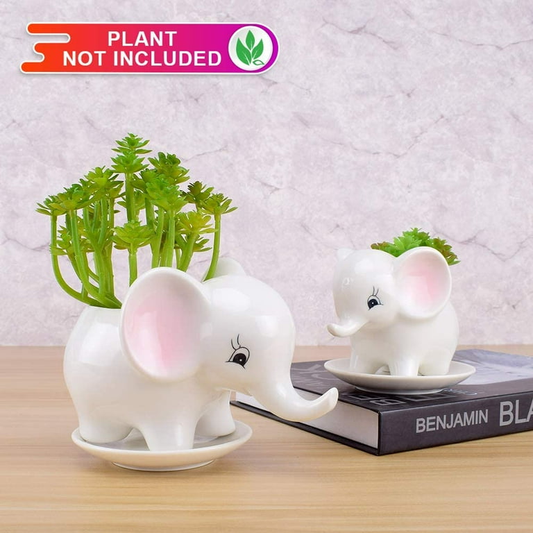 Succulent Pots - 2PCS Elephant Flower Pots Mother Elephant with Baby Elephant Ceramic Succulent Planter Plant Window Boxes with Tray for Indoor Outdoor Cactus Succulent Plant Succulent Pots - 2PCS Elephant Flower Pots Mother Elephant with Baby Elephant Ceramic Succulent Planter Plant Window Boxes with Tray for Indoor Outdoor Cactus Succulent Plant