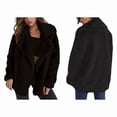 thumbnail image 3 of Women Winter Coats Lapel Faux Fur Jackets Open Front Mid-Long Cardigan Coat Casual Warm Winter Outwear Jackets Black S, 3 of 6