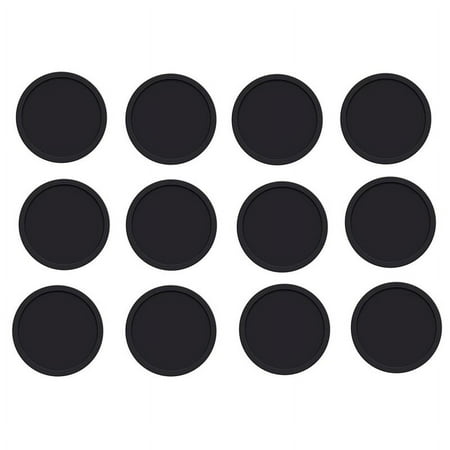 

Symkmb Pack Of 12 Coasters Glasses Silicone Coasters Drink Coasters Round Glass Coasters Black for Drinks Bar Cups