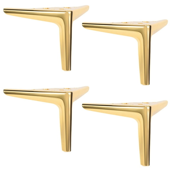 4PCS 6" Brushed Gold Furniture Legs, Heavy Duty Metal Replacement Sofa Cabinet Dresser Legs, Iron Triangular Support, Modern Design, Easy Install for Tables, Desks