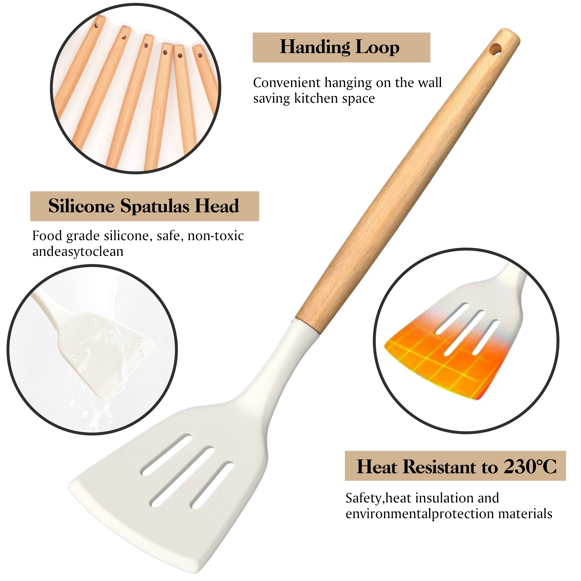 Silicone Kitchenware Set, 44-Piece Non-Stick Cooking Utensils Kitchen Set, Non-Stick 446°F/230°C Heat-Resistant Cookware (white)