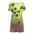 thumbnail image 4 of Puntoco Vestido De Manga Corta Para Mujer Vestido De Cuello Redondo Con Estampado Floral Vestido De Cuello Redondo De Manga Corta Color L,Regalos Para Mujer Joven, 4 of 5