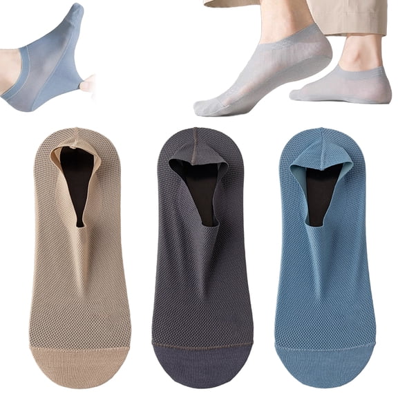 Ultra Thin Liner Socks Non Slip Nylon No Show Socks,Invisible Breathable Sweat-Absorbent Ice Silk Low Cut Socks for Women Men (3PC-B)