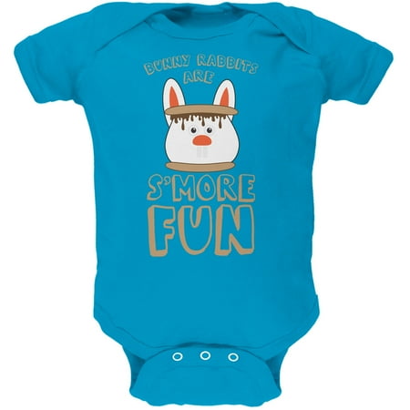 Rabbits Are S'More Fun Turquoise Soft Baby One Piece