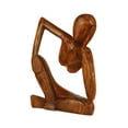 thumbnail image 4 of 12" Wooden Abstract Sculpture Handmade Handcrafted Art "Thinking Man 2" Home Decor Decorative Figurine Accent Decoration Hand Carved Thinker Statue, 4 of 4