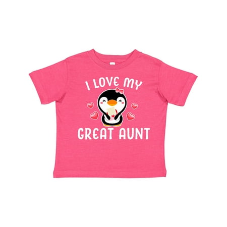

Inktastic I Love My Great Aunt with Cute Penguin and Hearts Gift Toddler Toddler Girl T-Shirt
