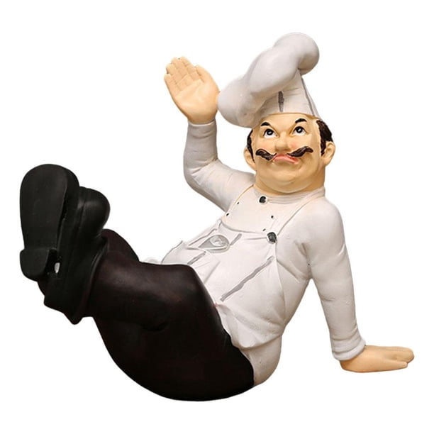 Figura decorativa de chef europea, adorno de resina 3D, decoración del hogar para gourmets. 15.5x25x21cm
