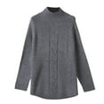 thumbnail image 5 of Honeeladyy Women Winter Gray O Neck Long Sleeve Pearl Knitted Sweater Blouse Pullovers, 5 of 9