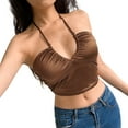 thumbnail image 1 of Kmbangi Women's Solid Color Halter Sleeveless Open Back Slim Vest, 1 of 9