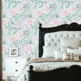 thumbnail image 2 of Boho Peel and Stick Wallpaper 23.6in x 9.8ft Soft Pink Lavender Floral Green Leaves Delicate Details Contact Paper Vinyl Self-Adhesive Removable Wall Paper for Bedroom Bathroom Renter Friendly, 2 of 8