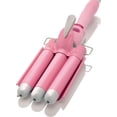 thumbnail image 1 of Three Barrel Curling Iron Wand Hair Waver with LCD Temperature Display - 1 Inch Ceramic Tourmaline Triple Barrels, Dual Voltage Crimp (White/Pink), 1 of 1