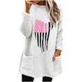 thumbnail image 2 of Jsaierl T-Shirts Cancer du Sein pour Femmes Hiver Longs Hauts en Polaire Duveteuse Mode Graphique Blouses Chaudes Manches Longues Col Rond Pull avec Poches, 2 of 4