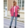 thumbnail image 5 of Women'S Oversized Button Up Shacket Long Sleeve Pockets Denim Jean Jacket Pink XL, 5 of 7