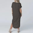 thumbnail image 4 of Women's Casual Loose Sundress 2024 T Shirt Dress Short Sleeve V Neck Solid Color Long Dress Side Split Leisure Dresses With Pockets Casual Loose Flowy Swing Shift Dresses, 4 of 9