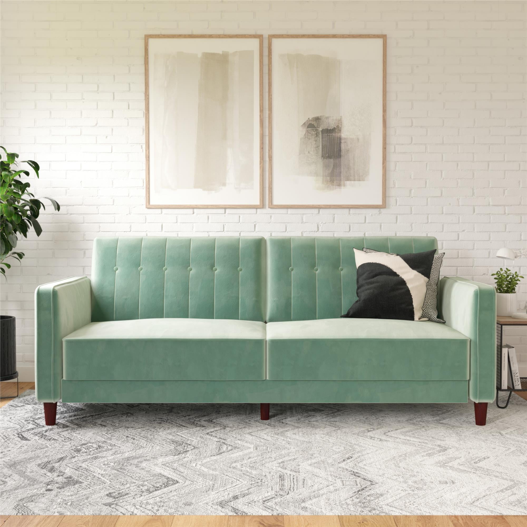 DHP Pin Tufted Transitional Futon, Light Green Velvet  (图3)
