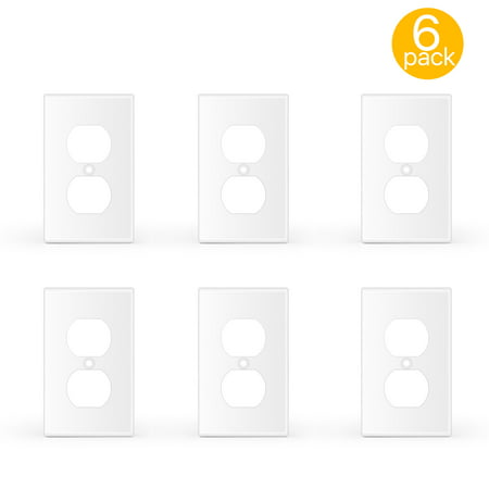 1 Gang Duplex Receptacle Wall Plate, 6 Pack Standard Size Dual Port Electrical Outlet Receptacle Plug Socket Faceplates Cover Replacement,