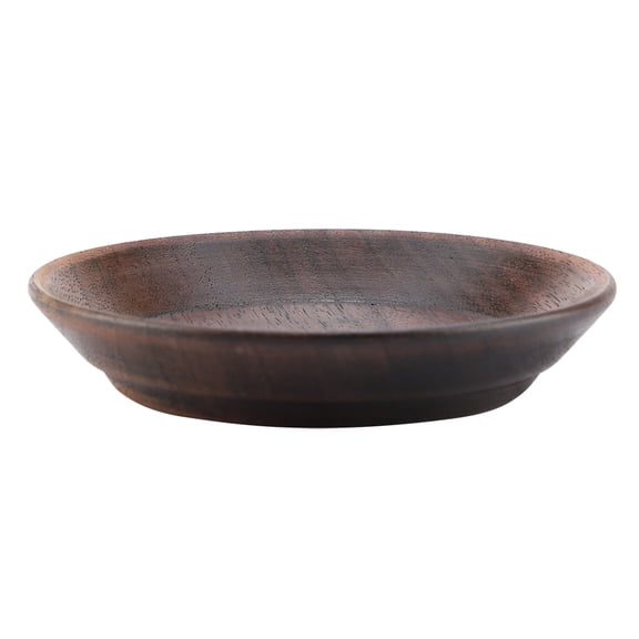 Solid Dark Wood Round Fruit Tray – 10.5cm Serving Plate for Tea, Desserts, and Cakes