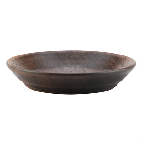 

Solid Dark Wood Round Fruit Tray – 10.5cm Serving Plate for Tea Desserts and Cakes