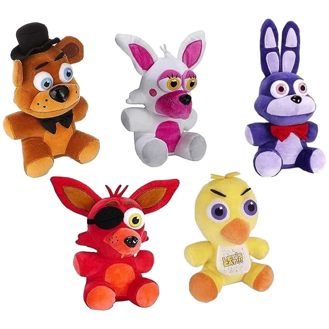 5pcs peluche del harén de medianoche del oso de juguete 18cm zorro rojo +18cm oso pardo +18cm conejo púrpura +18cm nuevo pato amarillo +18cm viejo zorro blanco (5pcs en un bolso de opp)