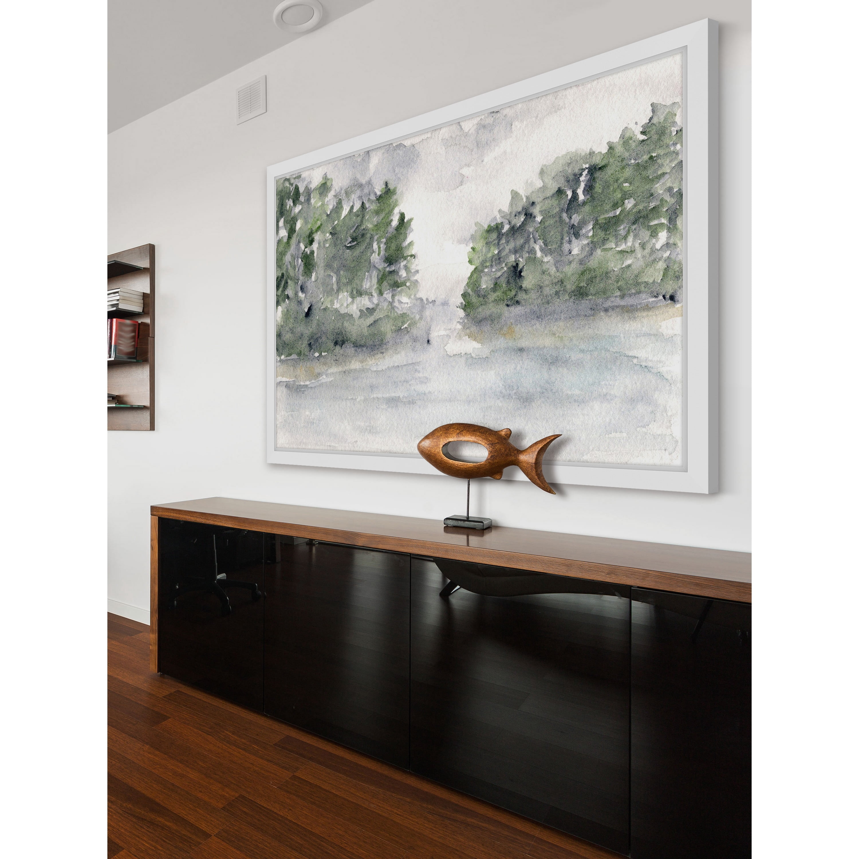 Marmont Hill "Rainy Lake Landscape" by Thimble Sparrow Framed Painting Print