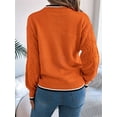 thumbnail image 6 of Sweaters for Women Striped Trim Drop Shoulder Sweater Sweaters Orange Color L, 6 of 9