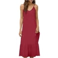 thumbnail image 1 of Vestido Largo de Hombro sin Mangas Cómodo sin Mangas Vestido Sólido de Cuello Redondo para Verano Y Primavera Vestido Casual Pantalones para Mujeres, 1 of 7