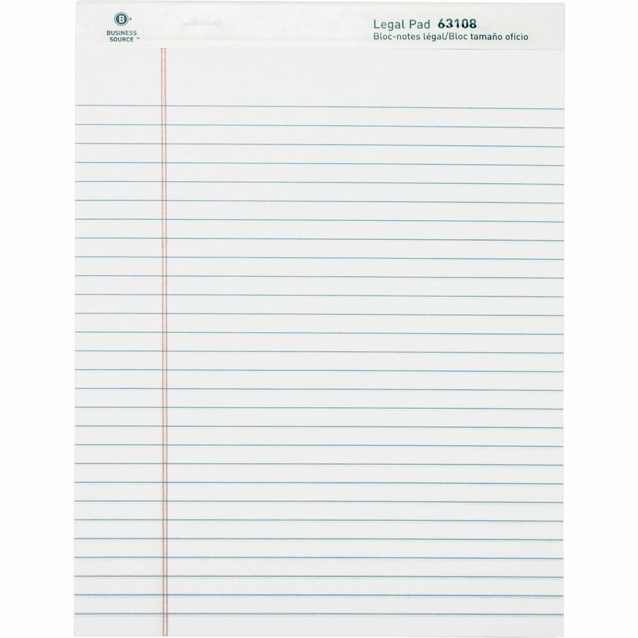 Business Source, BSN63108, Micro-Perforated Legal Ruled Pads, 12 / Dozen