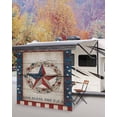 thumbnail image 5 of 4th of July RV Awning Sun Shade Screen 9'X7' Rustic American Barn Star Stripes Mesh Sunscreen Wood Grain Awning Shade Screen with Zipper UV Blocker Completed Kits for RV Motorhome Camper, 5 of 7