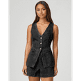 thumbnail image 4 of Women'S Denim 2 Piece Set Casual Sleeveless V Neck Jean Vest Tops and High Waist Shorts Outfit Tracksuits Black S, 4 of 7