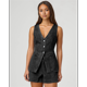 thumbnail image 4 of Conjunto de Dos Piezas de Mezclilla para Mujer, Informal, Sin Mangas, con Cuello en V, Chaleco Vaquero y Pantalones Cortos de Cintura Alta, Conjunto Deportivo Negro M, 4 of 10