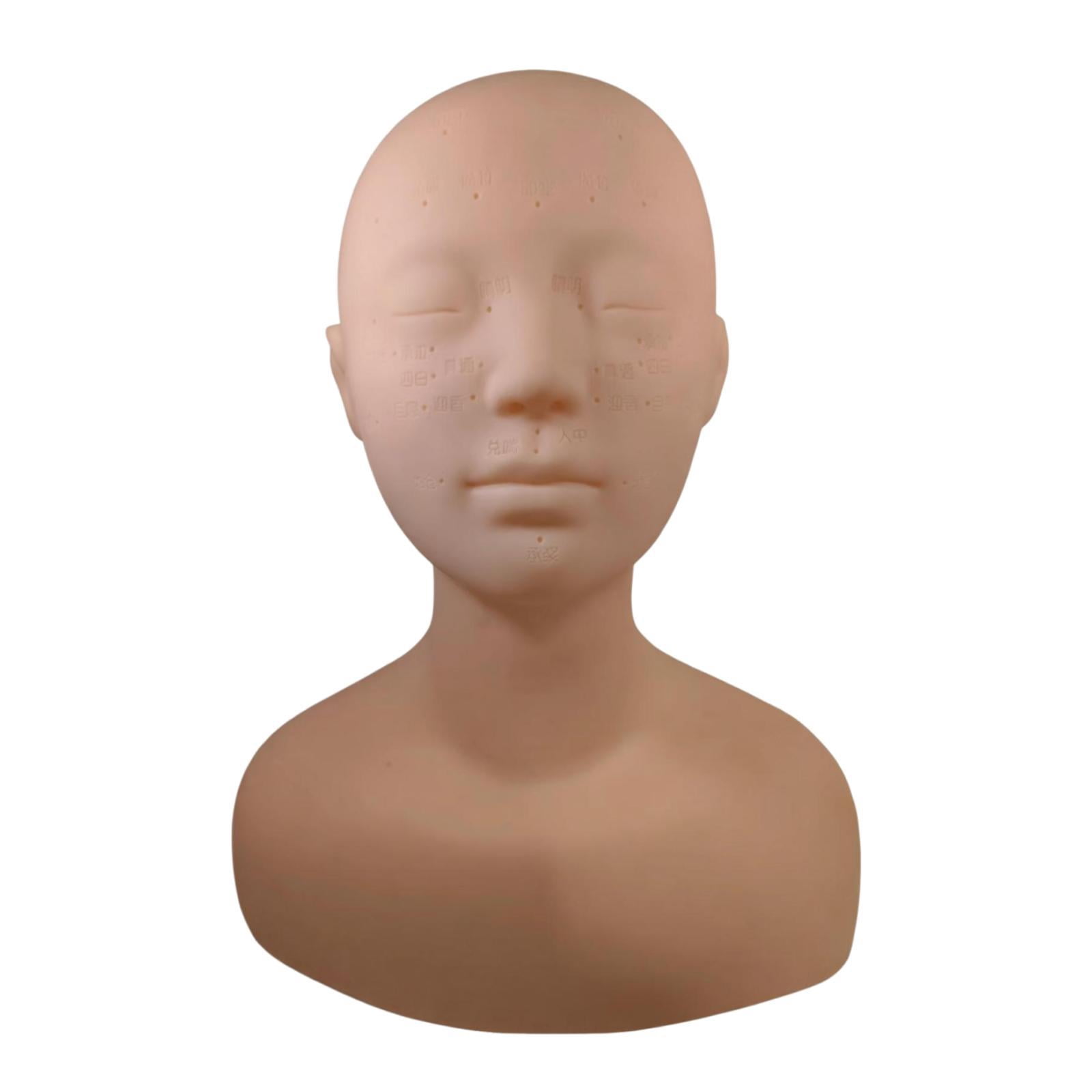 Serenable Training Mannequin Head Silicone Face Model Spa Massage Practice Tool Lifelike Features Suitable for Massage Learning Beauty Training Eyelash Practice Normal