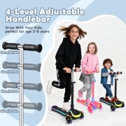 Wheelive 3-Wheel Light-Up Kids Scooter, 20 Different Light Patterns,Three Adjustable Heights,Lean to Steer, Balancing Scooter for Ages 3-8,Black