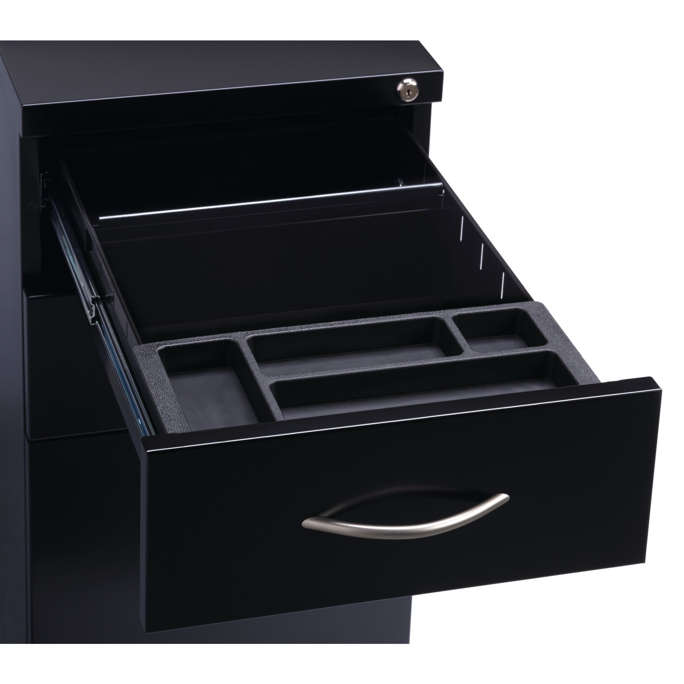 Hirsh 23" Deep Mobile Pedestal File Cabinet 3 Drawer Box-Box-File, Letter Width, Black